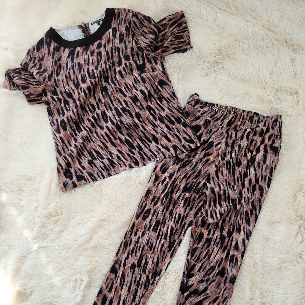 Leopard shirt and pants set